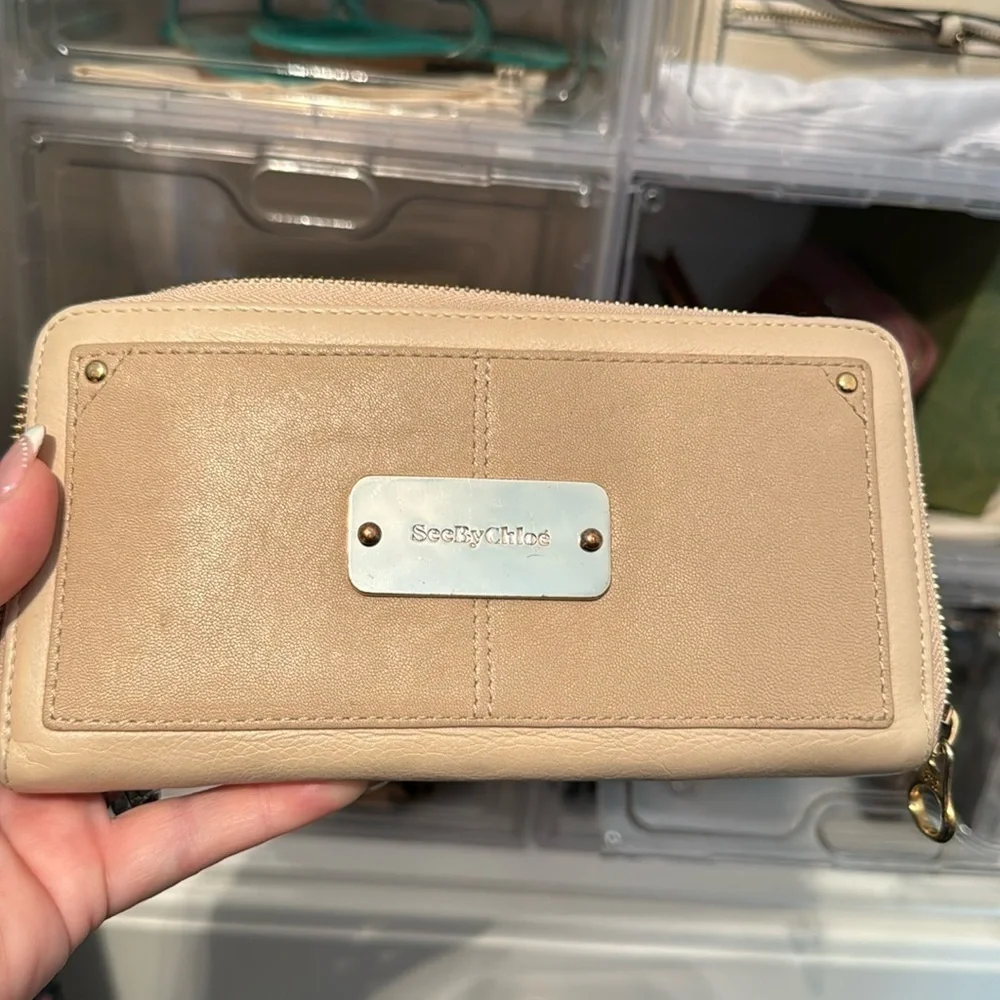 Authentic See By Chloe beige creamy leather wallet